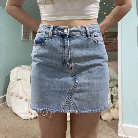 White jean skirt pacsun cheap
